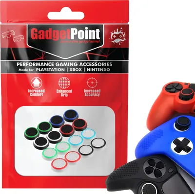 Immagine prodotto di Impugnature per il pollice - Impugnature per il pollice per PS5, PS4, PlayStation, Xbox Series X/S, One, 360 e Nintendo Switch Pro Controller - Impugnature per il pollice da gioco - Impugnature per il pollice ad alte prestazioni - Tappi antiscivolo per joystick - Accessori per la bescherming - Impugnature per il pollice - Multicolore -