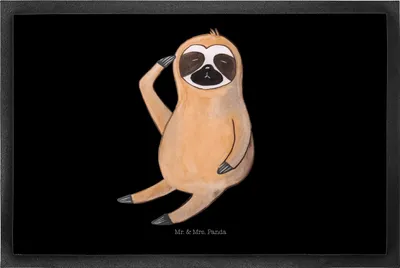 Produktbild von Mr. & Mrs. Panda Schmutzfangmatte Faultier Vogel 50 x 75 cm - Schwarz - Geschenk, Gummimatte, Fussmatte, fußmatte, Sauberlaufmatte, Müde, Schmutzmatte, Bodenvorleger