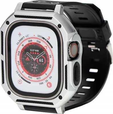 Produktbild von Bizon Armband + Gehäuse Watch Armor für Apple Watch Ultra 2/1 49 mm, Silber