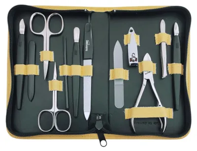 Produktbild von 12teiliges Solingen* Maniküre Set mit Leder-Etui Nagelpflege,  Germany Gelb / Dollaro