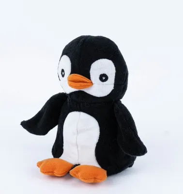 Produktbild von Wärmetier Pinguin schwarz weiß orange mit Hirse Füllung Habibi Plush