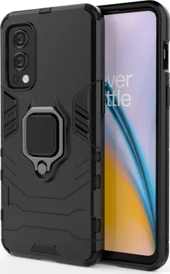 Produktbild von Mobigear Armor Ring  OnePlus Nord 2 Hülle Hardcase Backcover Stoßfest mit Ringhalter - Schwarz