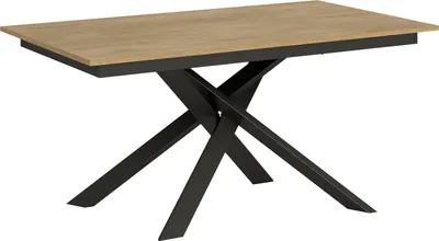 Produktbild von Ausziehbarer Tisch 90x160/220 cm Ganty Natureiche – Kante in der gleichen Farbe wie das Anthrazit-Gestell