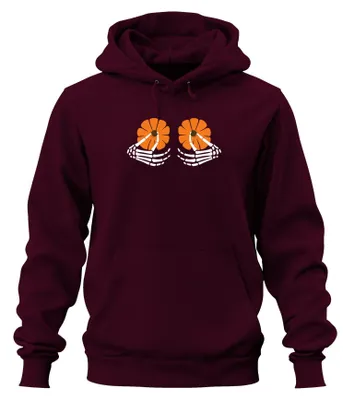 Produktbild von Skeletthände Kürbis Brüste Halloween Gothisch Tag der Hoodie Kapuzenpullover, Burgundy, M