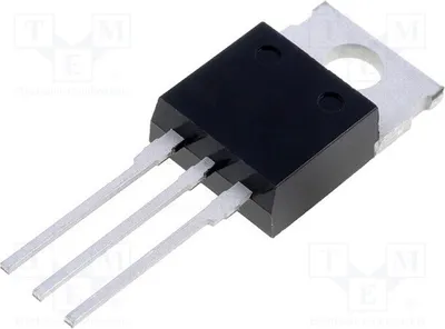 A close-up, angled view of a transistor component.