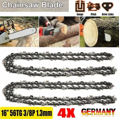 Immagine prodotto di 4 catene per motosega, lunghezza 40 cm, spessore 1,3 mm, passo 3/8", modello 56 TG, compatibili con la motosega Scheppach CSE 2200. Spedizione tramite DHL