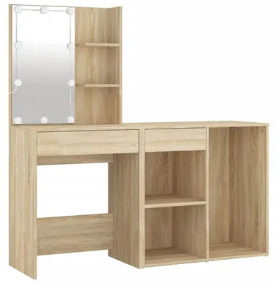 Productafbeelding van vidaXL LED-make-up tafel met kast, Sonoma eikenhout fineer
