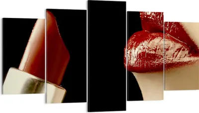 Produktbild von Bild auf Leinwand - Leinwandbild - Frau rote Lippen Lippenstift Gesicht - 160x85cm - Wand Bild - Wanddeko - Leinwanddruck - Bilder - Kunstdruck - Leinwand bilder - Wandkunst - EA160x85-0414