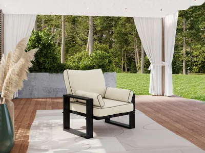 Produktbild von MKS MEBLE Einzelsessel, Gartenstühle, Wetterfest, Gartensessel, Outdoor Sessel - ELBA - beige