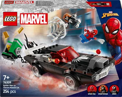 Productafbeelding van LEGO Marvel Spider-Man: Mech versus Venom Muscle Car - Auto speelgoed met 3 superhelden minifiguren - Modelauto met schietfuncties - Cadeau voor jongens en meisjes vanaf 7 jaar, artikelnummer 76309