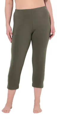 Obrázok produktu pre Ulla Popken dámske capri nohavice, olivovo zelená farba, veľkosť 46+