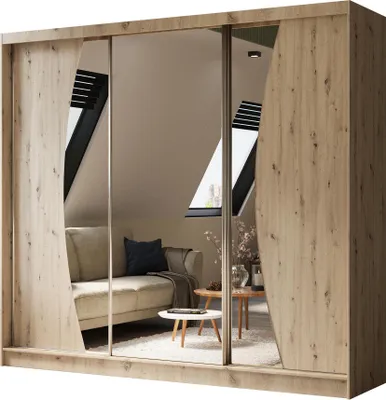 Image de BEAUTYSOFA armoire moderne avec portes coulissantes VOX 240 cm - Armoire avec miroir et portes coulissantes (chêne Artisan)