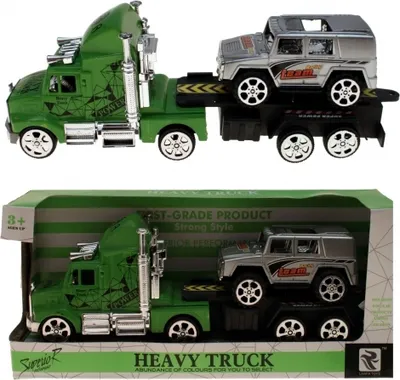 Produktbild von Hochwertiges Spielzeugauto Truck mit Hänger & Auto | American LKW