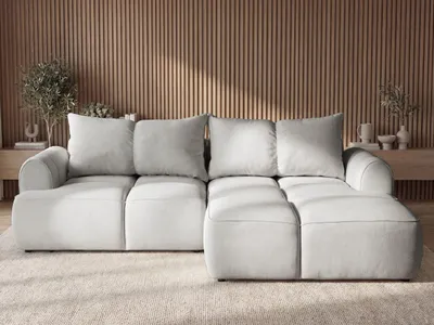 Produktbild von GrainGold Ecksofa L-Form Rechts Boono - Ecksofa mit Schlaffunktion und Bettkasten - Moderne Ecksofa, Wohnzimmer Ecksofa - Eckcouch Grau (Komodo 20)