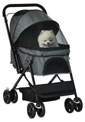 Image de Poussette pliable pour chiens - Buggy pour animaux de compagnie - Chariot pour animaux - Poussette pour animaux - Chariot pour animaux - Capote réglable