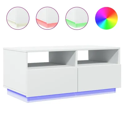 Produktbild von Couchtisch mit LED-Leuchten Weiß 90x49x40 cm