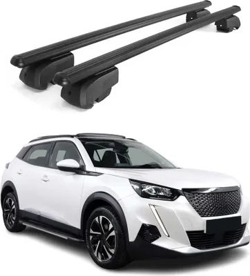 Image de Barres de toit Transversales pour Peugeot 2008 2019-2023 Aluminium Noir ABE