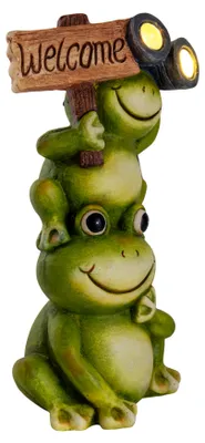Produktbild von LED Solarleuchte "FROSCH" H: 45 cm, Lampe für den Außenbereich im Romantik-Style, aus Kunststoff in grün, 22,5 x 15 x 45 cm, mit Diode – mit Schiebeschalter – Dämmerungssensor