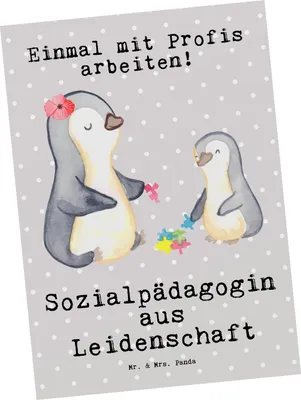 Produktbild von Mr. & Mrs. Panda Ansichtskarte Sozialpädagogin Leidenschaft - Grau Pastell - Geschenk, Kunstkarten, Postkarten, Grußkarte, Postkarte, bildkarte