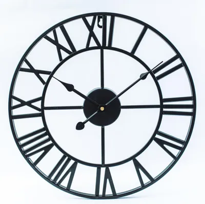 Produktbild von Große Wanduhr aus Metall, europäische Industrie-Vintage-Wanduhr mit römischen Ziffern, geräuschlose Hängeuhr ohne Ticken, Skelett-Wanduhr für Wohnzimmer, Küche, Schlafzimmer (47 cm, Schwarz),schwarz