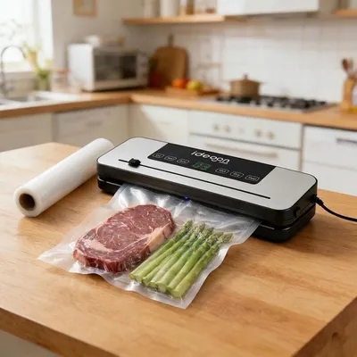 Produktbild von Vakuumiergerät 120W mit Touchscreen & grossem Display - Inklusive 3m Folienrolle, 65 kPa Saugkraft & einfacher Bedienung für langanhaltende Frische