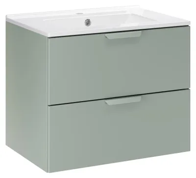 Imagen del producto de Conjunto de baño de 60 cm, color verde, con mueble de lavabo "Lava" y 2 cajones