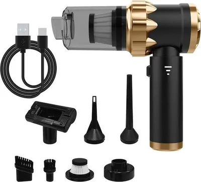 Productafbeelding van Handstofzuiger - Zwart - Accu 4-in-1 Mini Stofzuiger voor Auto en Thuis