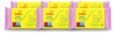 Produktbild von 6 x Zwitsal Baby-Feuchttücher Sensitive für empfindliche Haut 57 Stück - Vorteilspackung - 6 Stücke