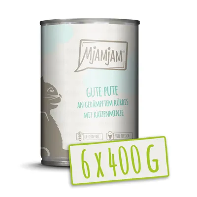 Image de MjAMjAM - 6x400g boîtes de dinde à la citrouille Nourriture humide pour chats nature