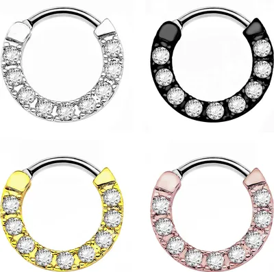 Produktbild von Karisma Titan G23 Septum Clicker Segment Ring Nasenring Nasenpiercing Zirkonia Steine- 1,2x8mm tsc-h15 - Gold