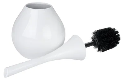 Immagine prodotto di WENKO Set WC FLAKON Portascopino WC Vetroceramica Bianco Bagno Ospite WC