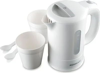 Zdjęcie produktu dla Czajnik Elektryczny Podróżny Kenwood Discovery, 0.5L, 650W, Filtr Antywapienny, Biało-Szary, 2 Gobelety + 2 Łyżeczki