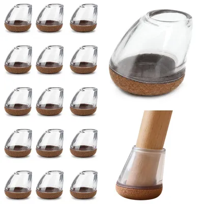 Image de Coussinets transparents pour pieds de chaise, avec revêtement en feutre, pour la protection des sols