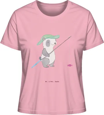 Produktbild von Mr. & Mrs. Panda Damen T-Shirt Panda Angeln Größe S - Baumwolle Pink - Geschenk, Basic, shirt, Baumwollshirt, Oberteil, Angler, gehen, Angelverein, Hobbyangler, Angelsport