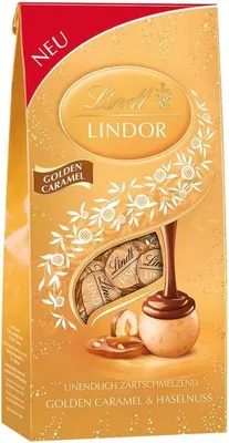 Productafbeelding van Lindt Lindor Gouden Karamelschokolade, witte chocolade, verpakking van 137 gram