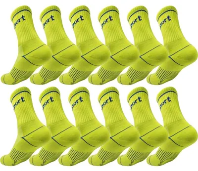 Produktbild von 12 Paar Sportsocken Herren Damen – mit Streifen, atmungsaktiv & bequem Limette 40-43