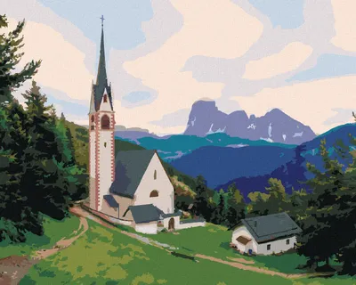 Produktbild von Zuty - Malen nach Zahlen - KIRCHE UND BERG, ITALIEN (TED DAVIS), 40x50 cm, mit Keilrahmen (bereits gespannt)
