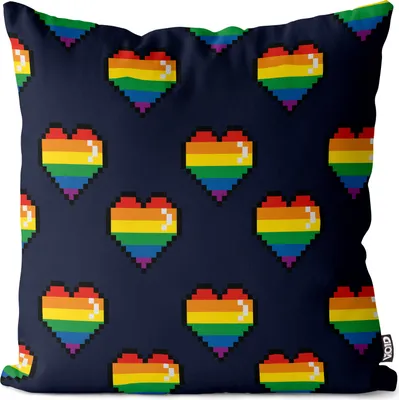 Produktbild von VOID 8-Bit Pride Regenbogen Herzen Kissenbezug Kissenhülle Polyester wasserfest Outdoor Indoor