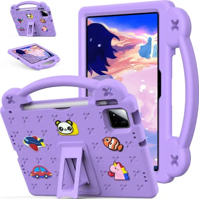 Produktbild von Schutzhülle für Xiaomi Pad 7 / Pad 7 Pro 11.2" Niedliche Hülle für Kinder, Stoßfest mit Griff und Ständer Lila