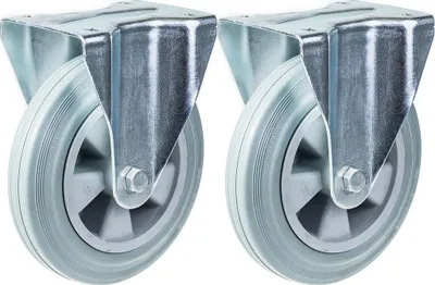 Produktbild von 200mm 8" Rolle grau gummibereift feststehend stark 410kg Kapazität, 2er Set
