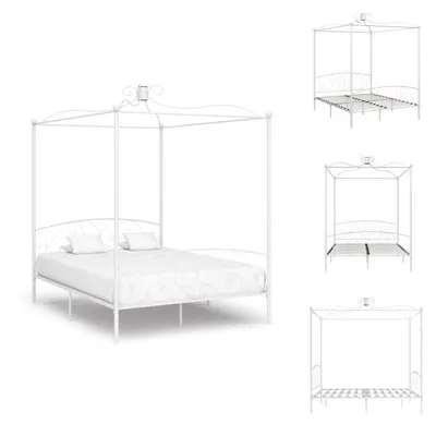 Produktbild von vidaXL Himmelbett-Gestell Weiß Metall 160 x 200 cm -  Betten & Bettgestelle