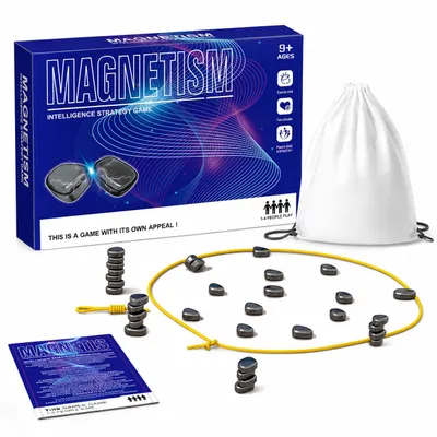 Produktbild von Magnetisches Strategiespiel für Kinder und Erwachsene – Gesellschaftsspiel mit starken Magneten – Denkspiel & Geschicklichkeitsspiel – Familienspiel, KI-generiertes Bild