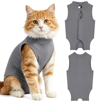 Imagen del producto de Traje de recuperación para gatos, transpirable, suave, talla S, para después de una cirugía