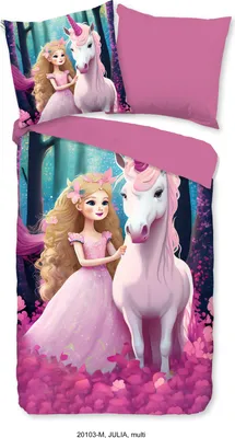 Produktbild von Duvet cover Pure 135x200 + 1* 80x80 cm - unicorn with a princesss