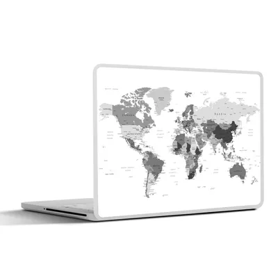 Produktbild von MuchoWow® Laptop Aufkleber Sticker Cover Abstrakte Weltkarte mit Grautönen - schwarz und weiß 30x22 cm - Laptop-Sticker