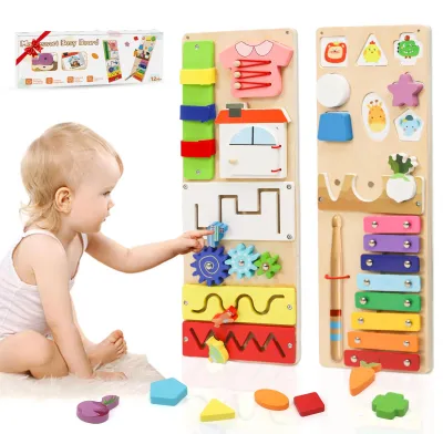 Zdjęcie produktu dla Montessori BusyBoard 2 sztuki, zabawka edukacyjna, drewno, dla dzieci