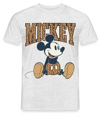 Produktbild von Mickey & Minnie Mickey Mouse Leo Look Männer T-Shirt, M, Grau meliert