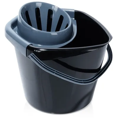 Produktbild von Wischeimer mit Auswringer, Kunststoff, schwarz, 10 l