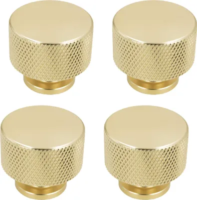 Immagine prodotto di set di 4 pomelli per mobili in alluminio dorato opaco - Elegante forma rotonda per armadi e cassetti