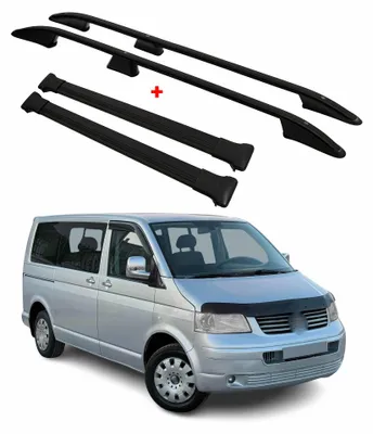 Image de Kit Barres et Rails de Toit pour VW Transporter T5 T6 L1 Aluminium Noir